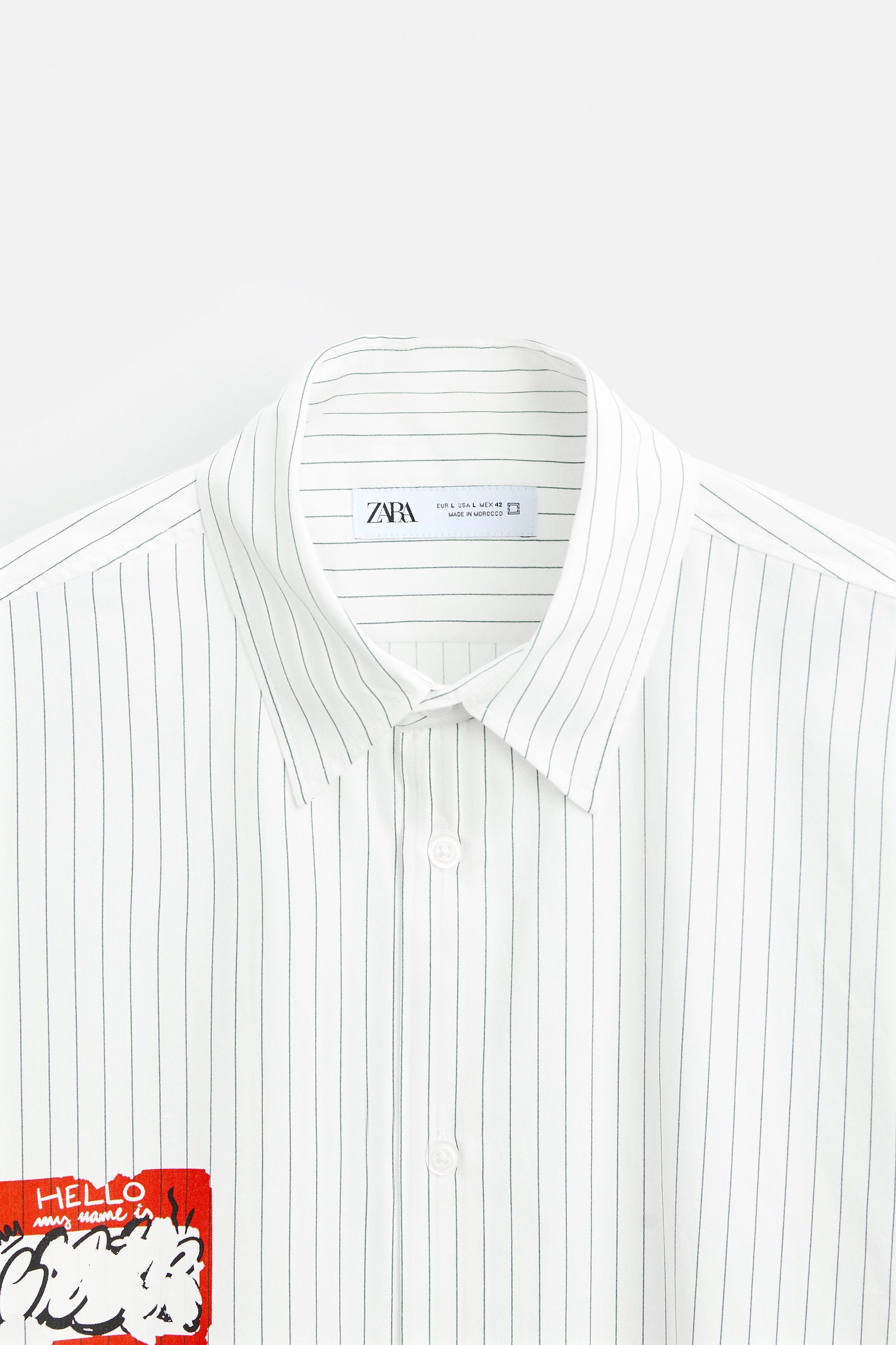 STICKER PRINT STRIPED SHIRT Product Image