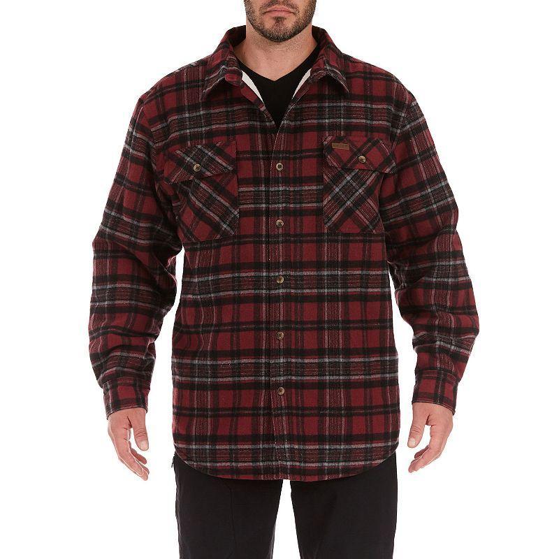 Men's Smith's Workwear Zip-Front Sherpa-Lined Flannel Shirt Jacket, Size: XXL, Hunter Product Image