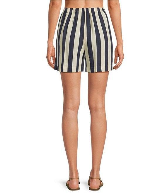 Every Drawstring Linen Blend Knit Striped High Rise Shorts Product Image