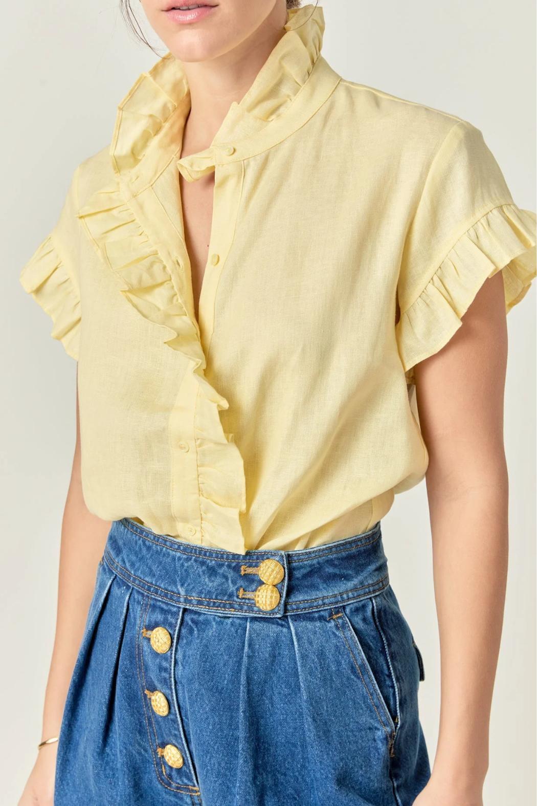 Linen Ruffle Shirt Product Image