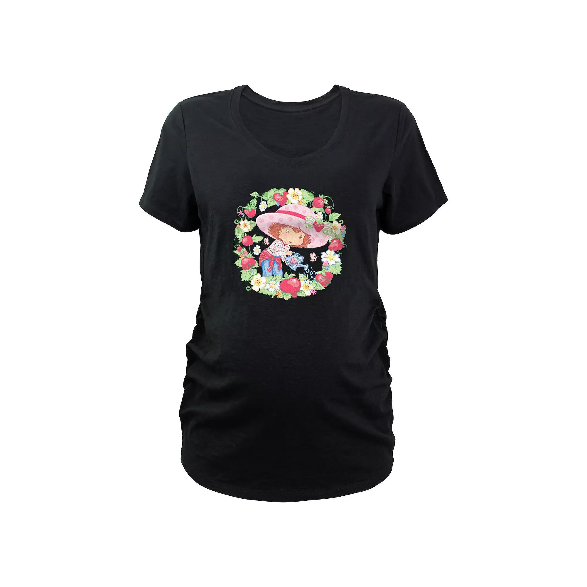 Maternity Strawberry Shortcake Flowers And Strawberries Wreath Graphic Tee, Women's,  Product Image