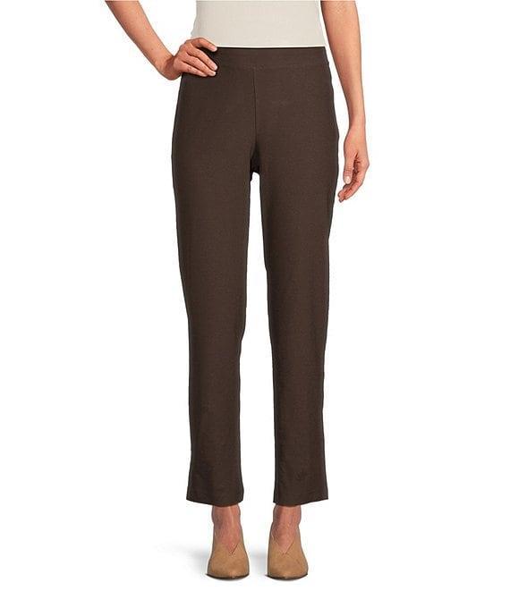 Eileen Fisher Textured Washable Stretch Crepe Slim Pull-On Ankle Pants Product Image