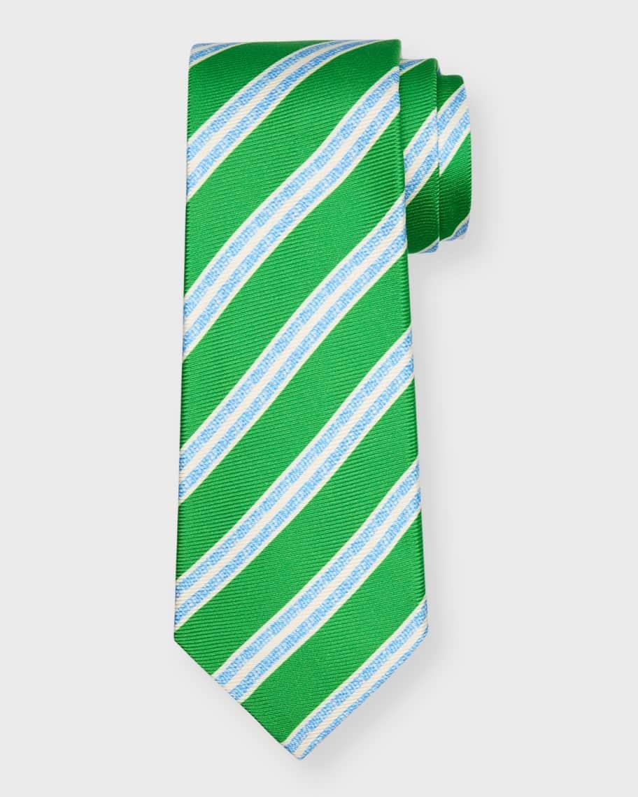 Mens Double-Stripe Silk Tie Product Image