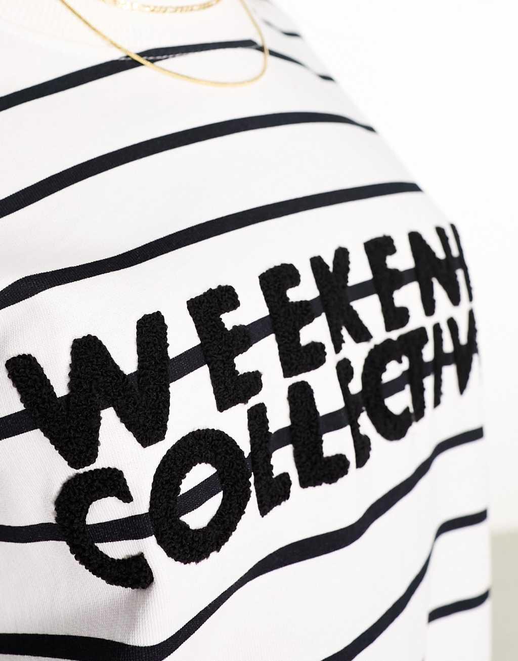 Weekend Collective striped sweatshirt with chenille logo Product Image