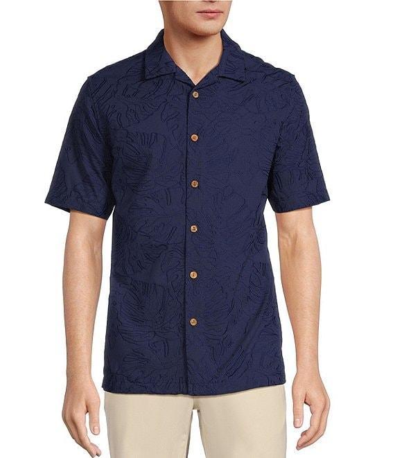 Caribbean Eyelet Embroidery Short Sleeve Woven Camp Shirt Product Image
