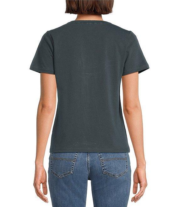 Lucky Brand Knit Graphic Print Crew Neck Short Sleeve Tee Shirt Product Image