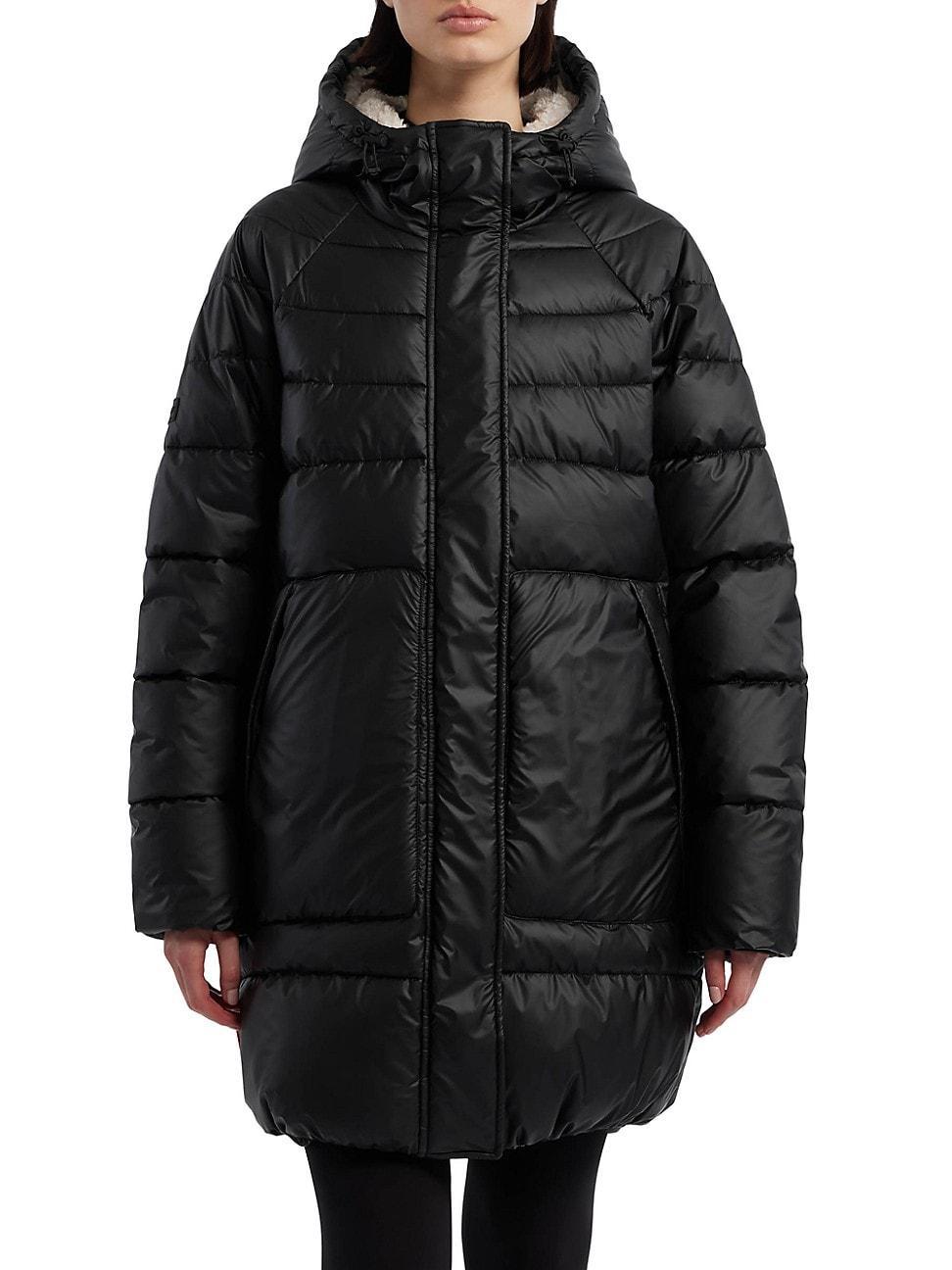 Womens Quilted Hooded Zip-Front Puffer Coat Product Image