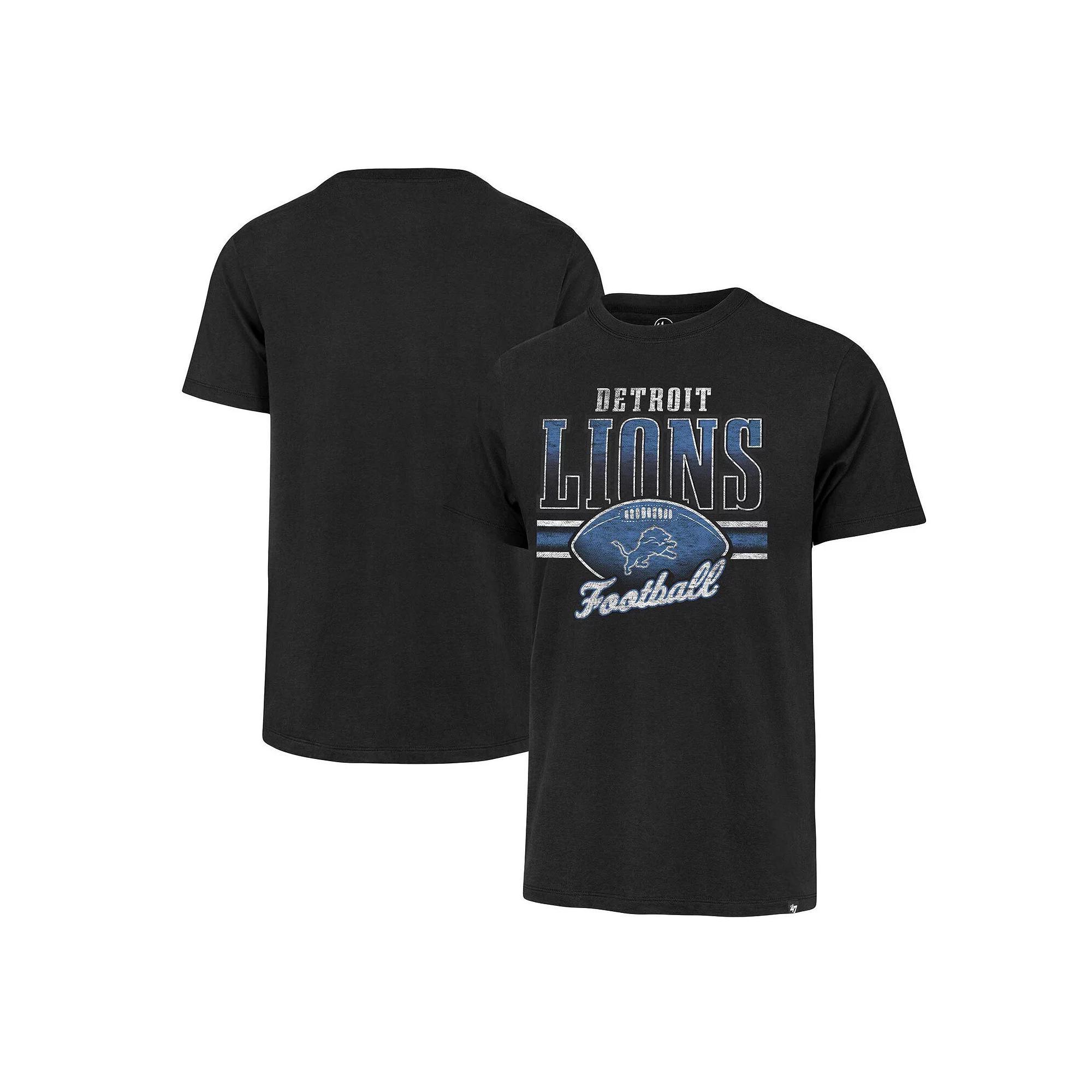 Men's '47 Black Detroit Lions Last Call Franklin T-Shirt, Size: Large Product Image