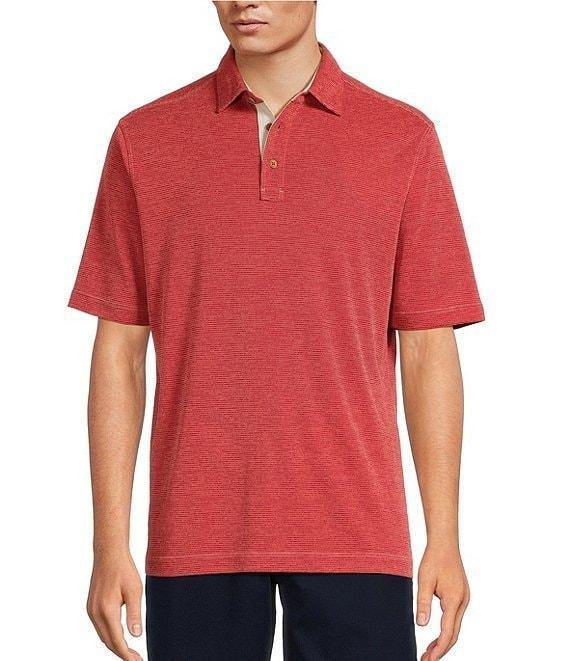 Roundtree & Yorke Short Sleeve Stripe Polynosic Polo Shirt Product Image