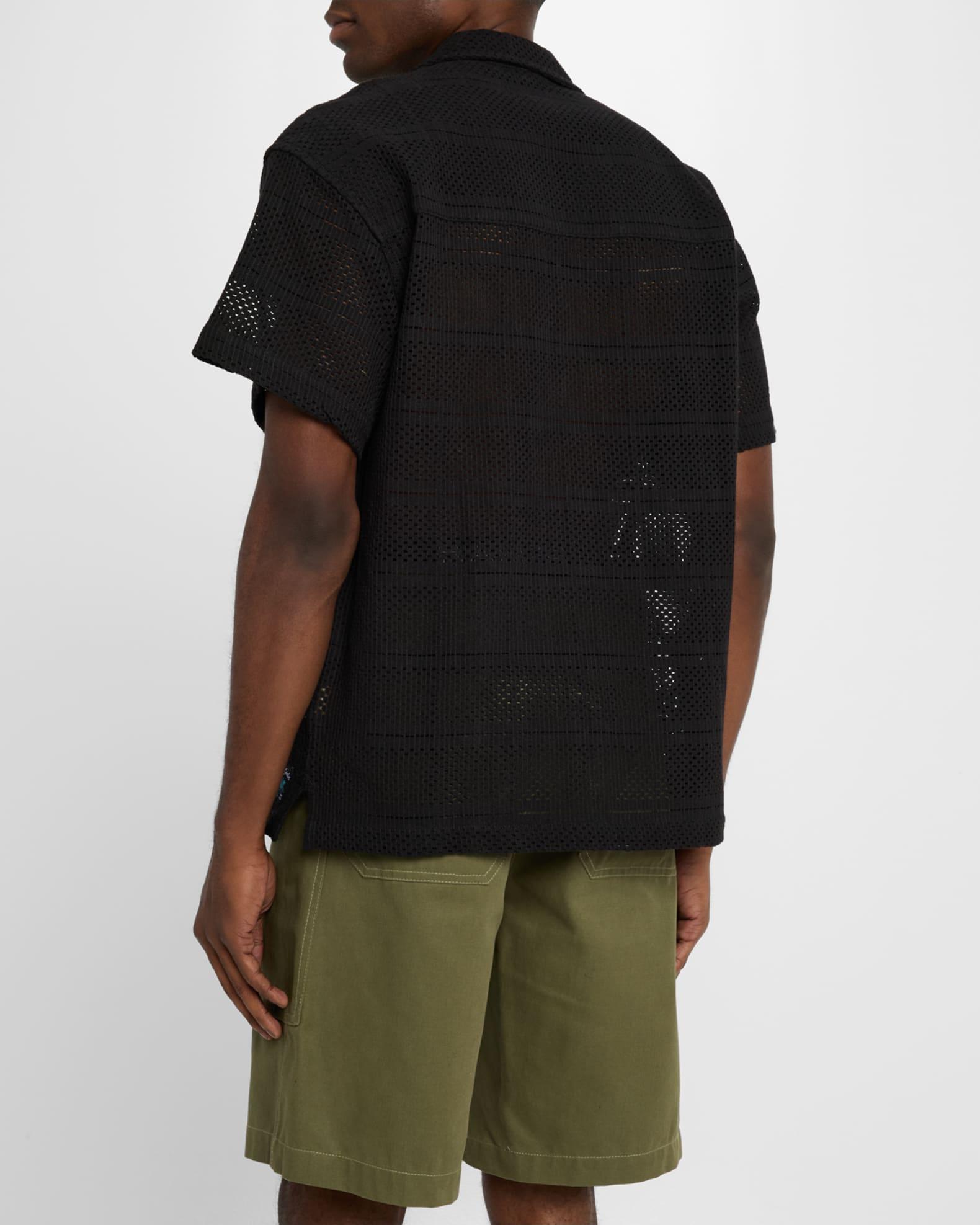 Men's Relaxed Crochet Camp Shirt Product Image