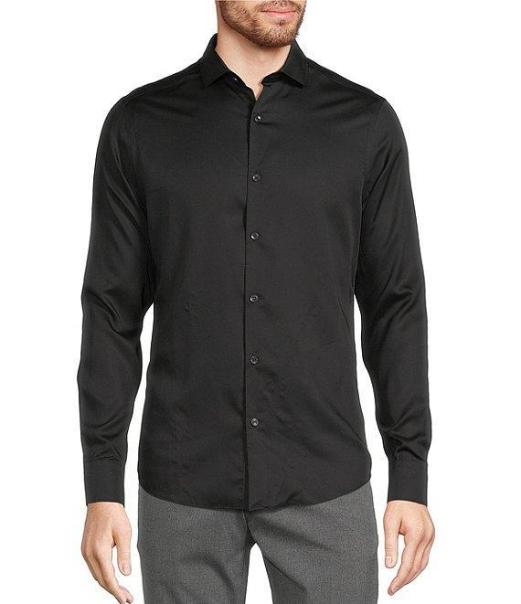 Murano Wardrobe Essentials Slim Fit Solid Sateen Long Sleeve Woven Shirt Product Image