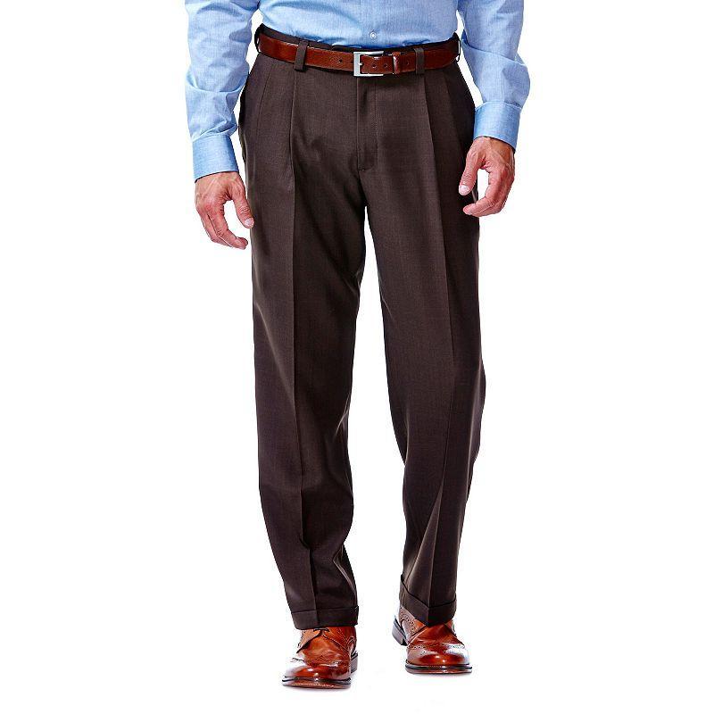 Men's Haggar® eCLo™ Stria Classic-Fit Hidden Expandable Waist Pleated Dress Pants, Size: 40X34, Blue Product Image