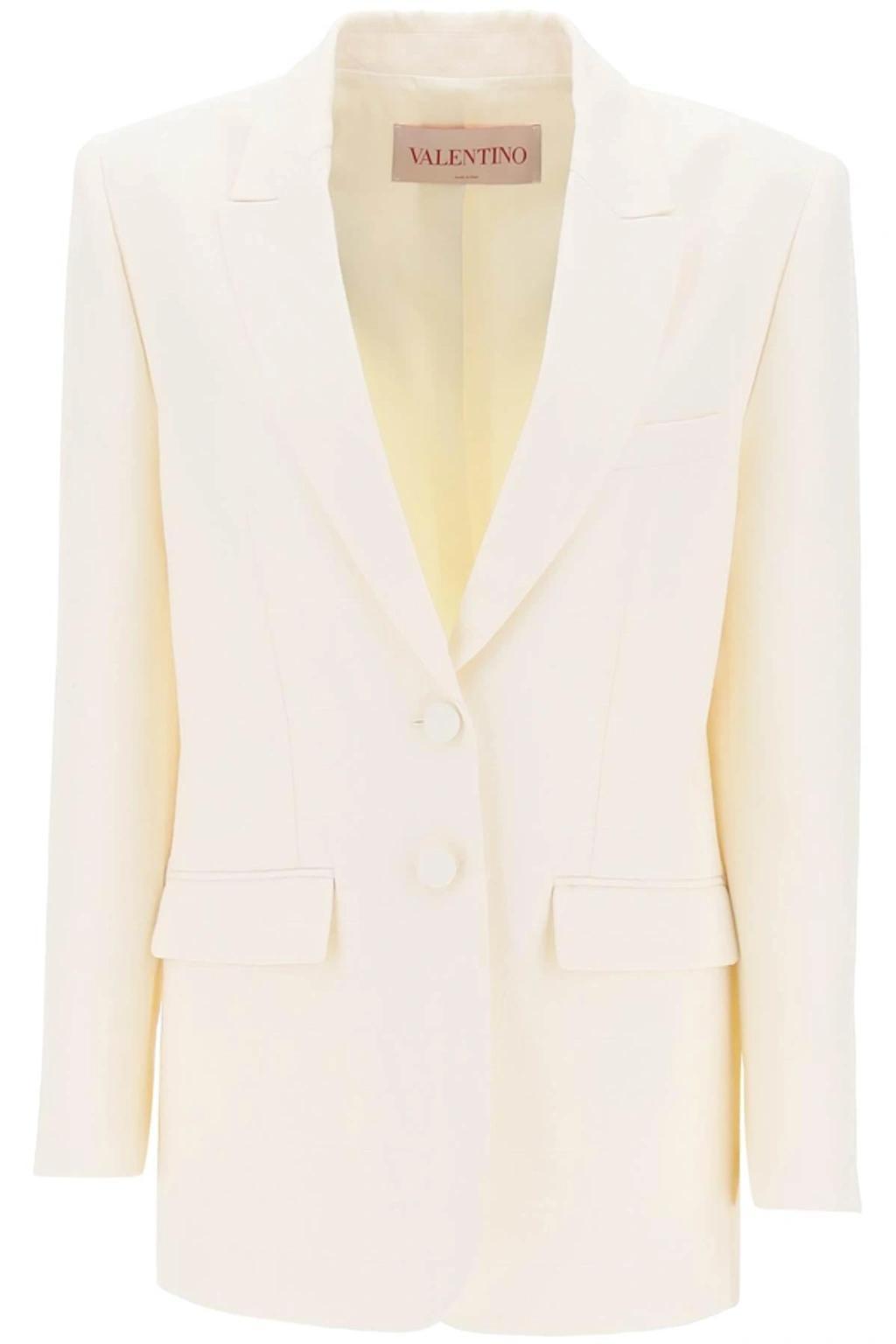 VALENTINO Silk And Wool-blend Crepe Blazer In Off White Product Image