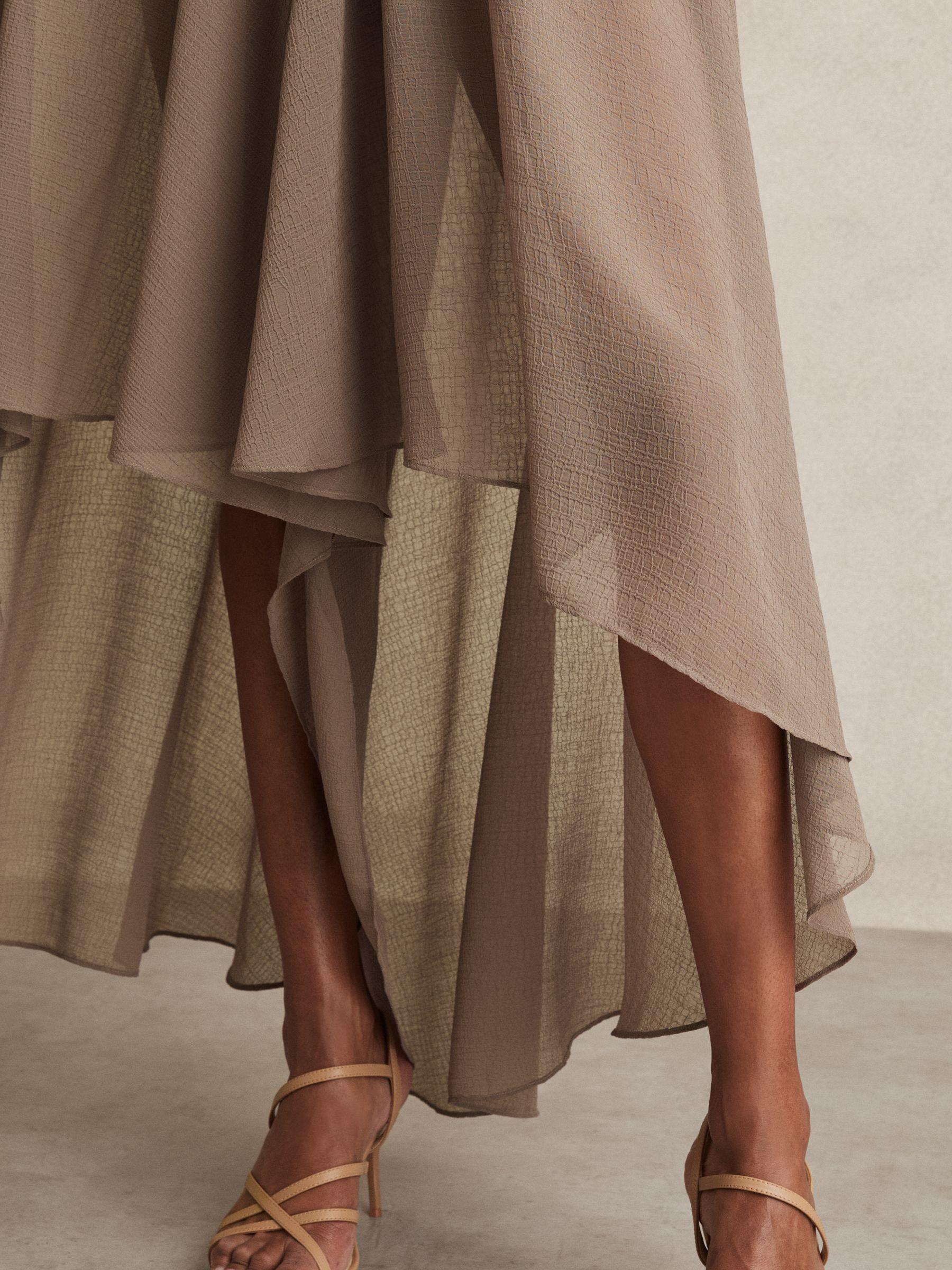 Poplin Belted Split Midi Dress in Ivory Product Image