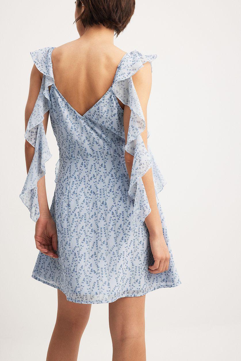 Ruffle Shoulder Chiffon Mini Dress Product Image