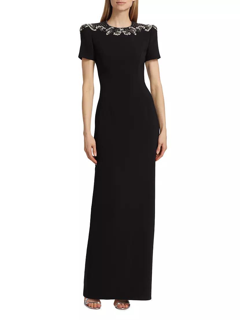 Lana Jewel-Neck Column Gown Product Image