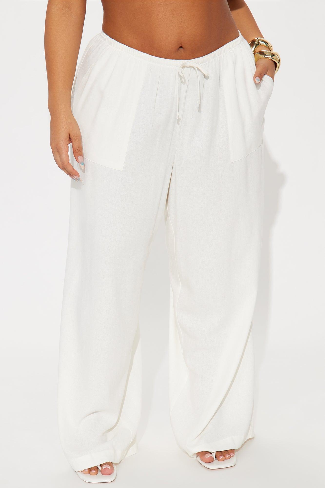Seaside Soiree Wide Leg Linen Pant - Ivory Product Image