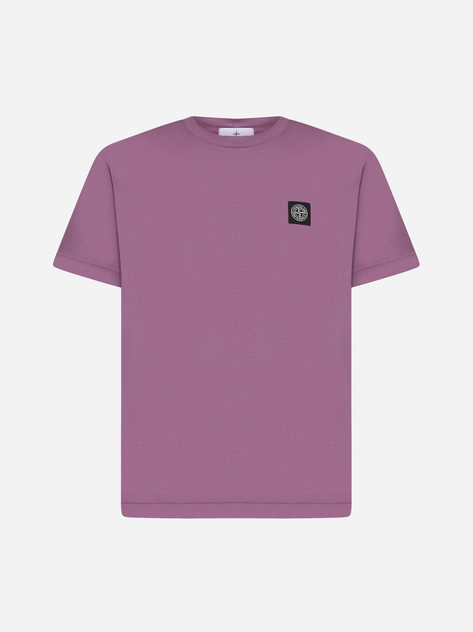 STONE ISLAND Logo-patch Cotton T-shirt In Quartz Pink Product Image