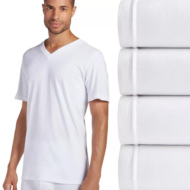 Men's Jockey® Classic V-Neck 3 Pack Tees +1 Bonus, Size: Large, All White Product Image