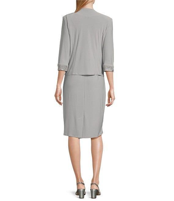 Le Bos 3/4 Sleeve Round Illusion Neck 2-Piece Jacket Dress Product Image