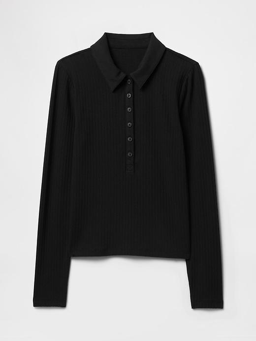 Modern Wide Rib Crop Polo Shirt Product Image