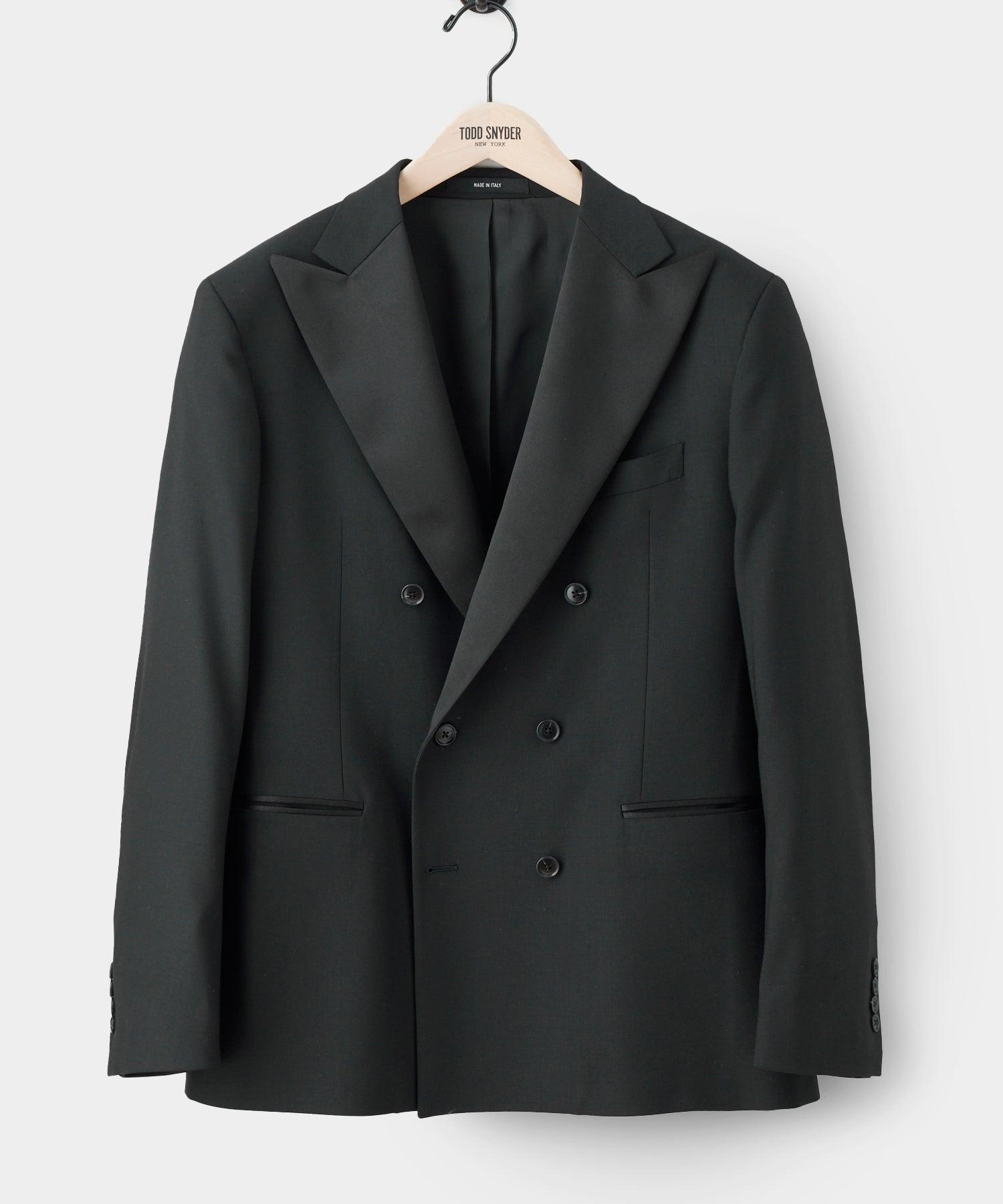 Italian Double-Breasted Tuxedo Jacket in Black Product Image