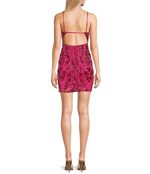 Midnight Doll Pattern Sequin Open Back Dress Product Image