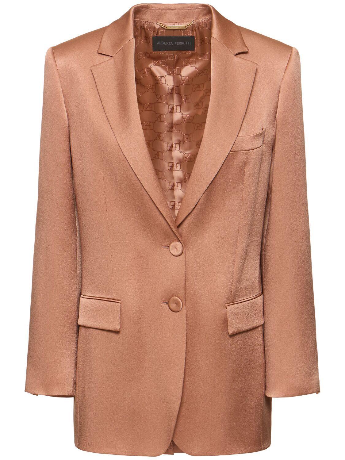 ALBERTA FERRETTI Satin Jacket In Nude & Neutrals Product Image