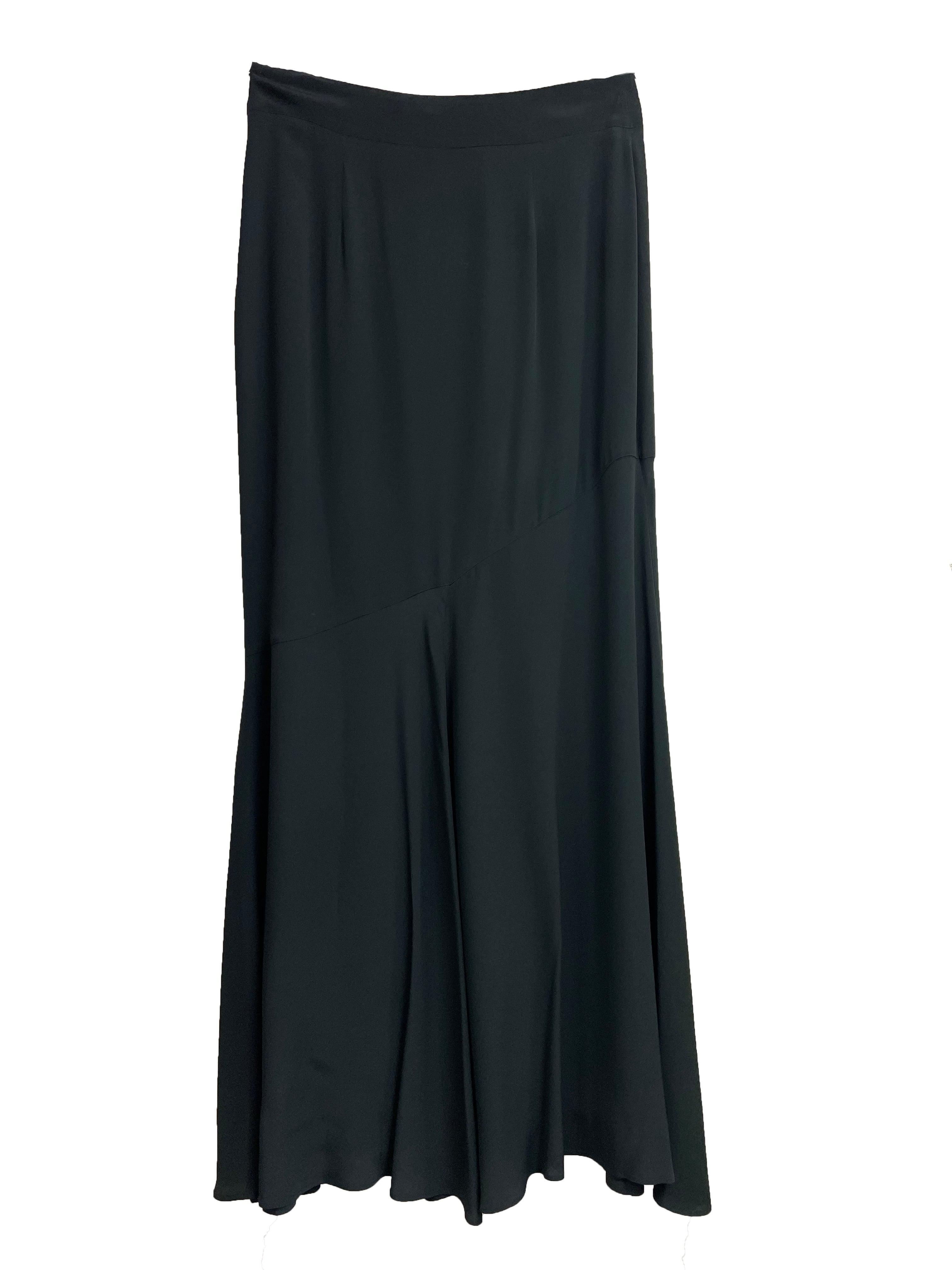 Cavalli Class Black Long Silk Skirt Product Image