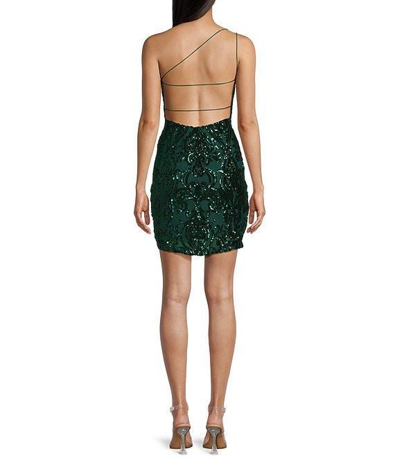 B. Darlin One Shoulder Sequins Placement Bodycon Dress Product Image