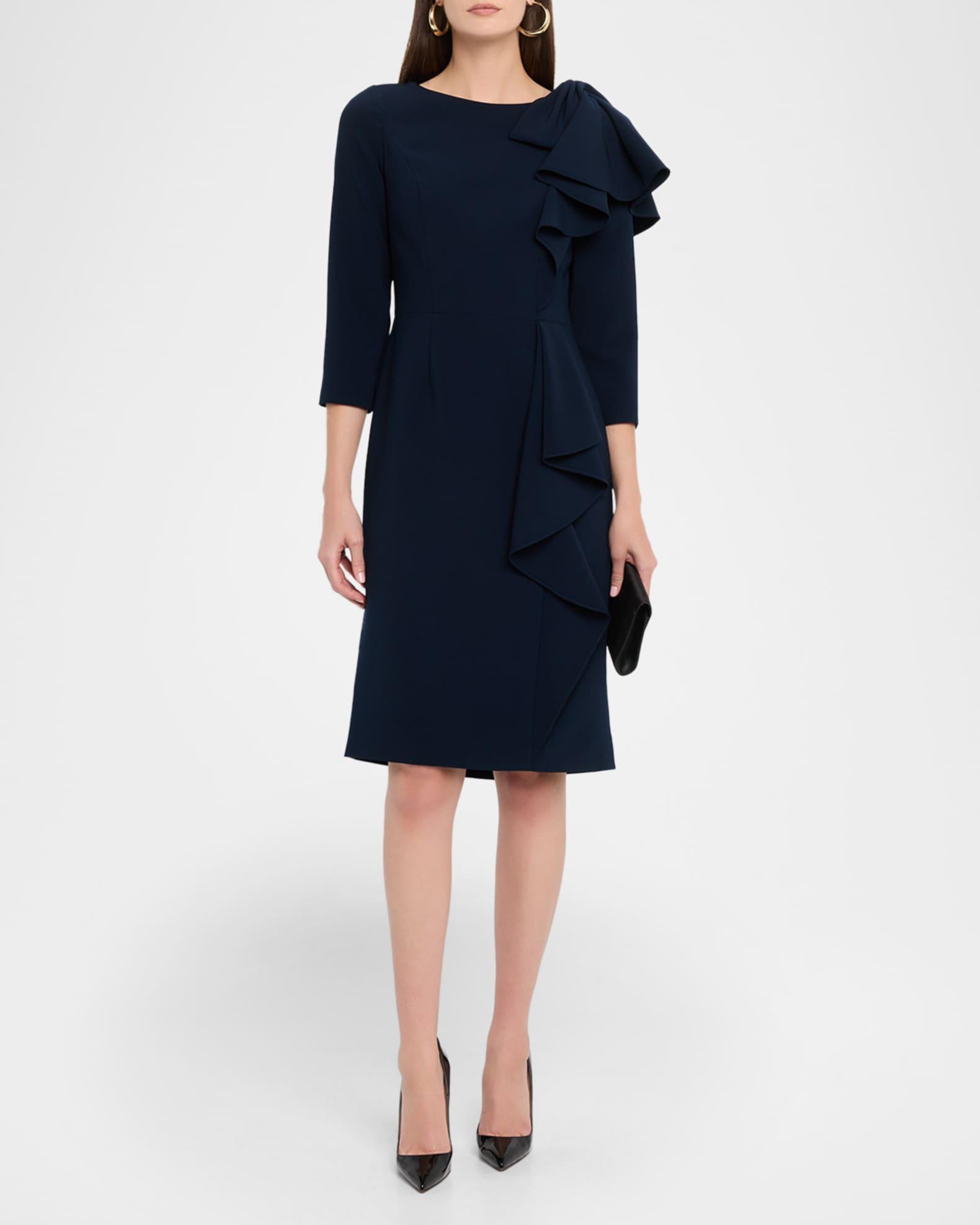 A-Line Ruffle Crepe Dress Product Image