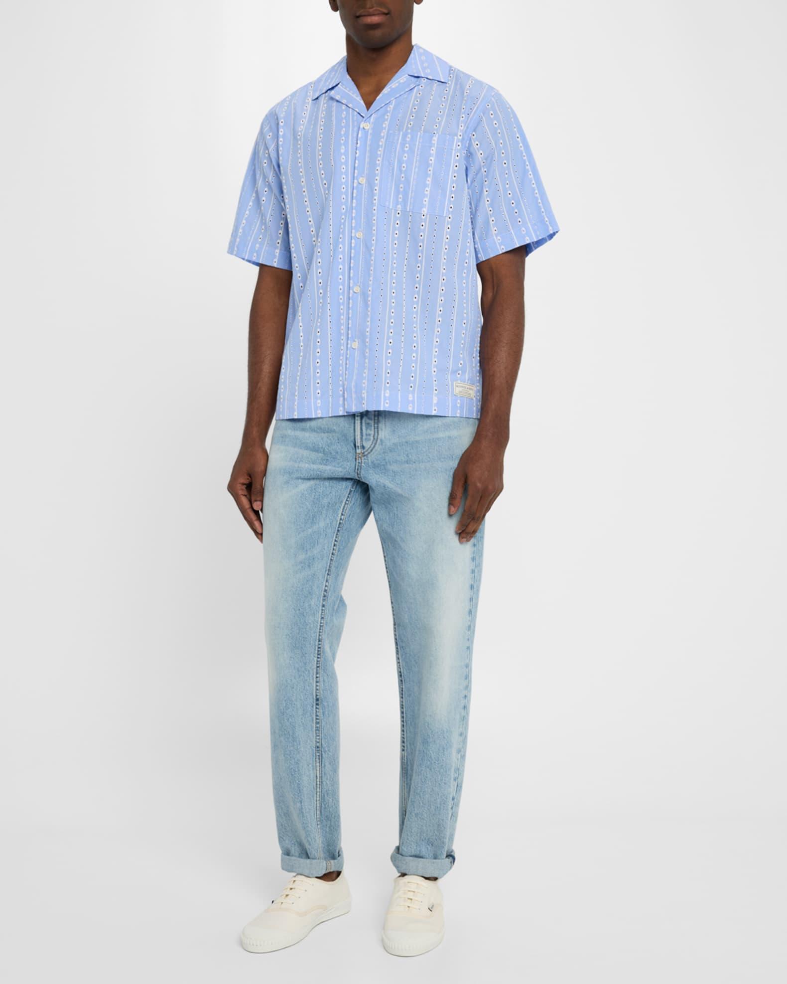 Men's Embroidered Stripe Camp Shirt Product Image