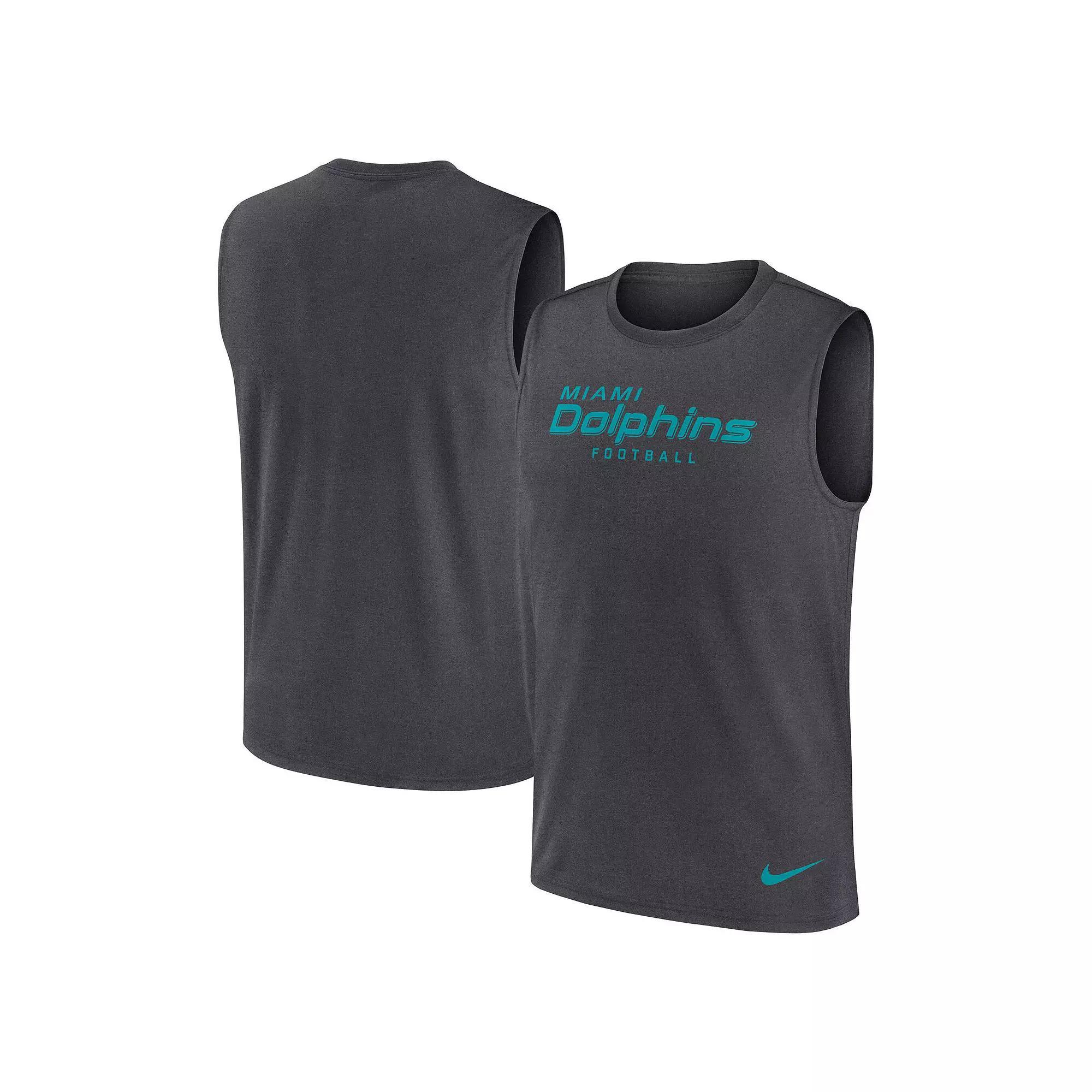 Men's Nike Gray Miami Dolphins Primetime Legend Performance Muscle Tank Top,  Product Image