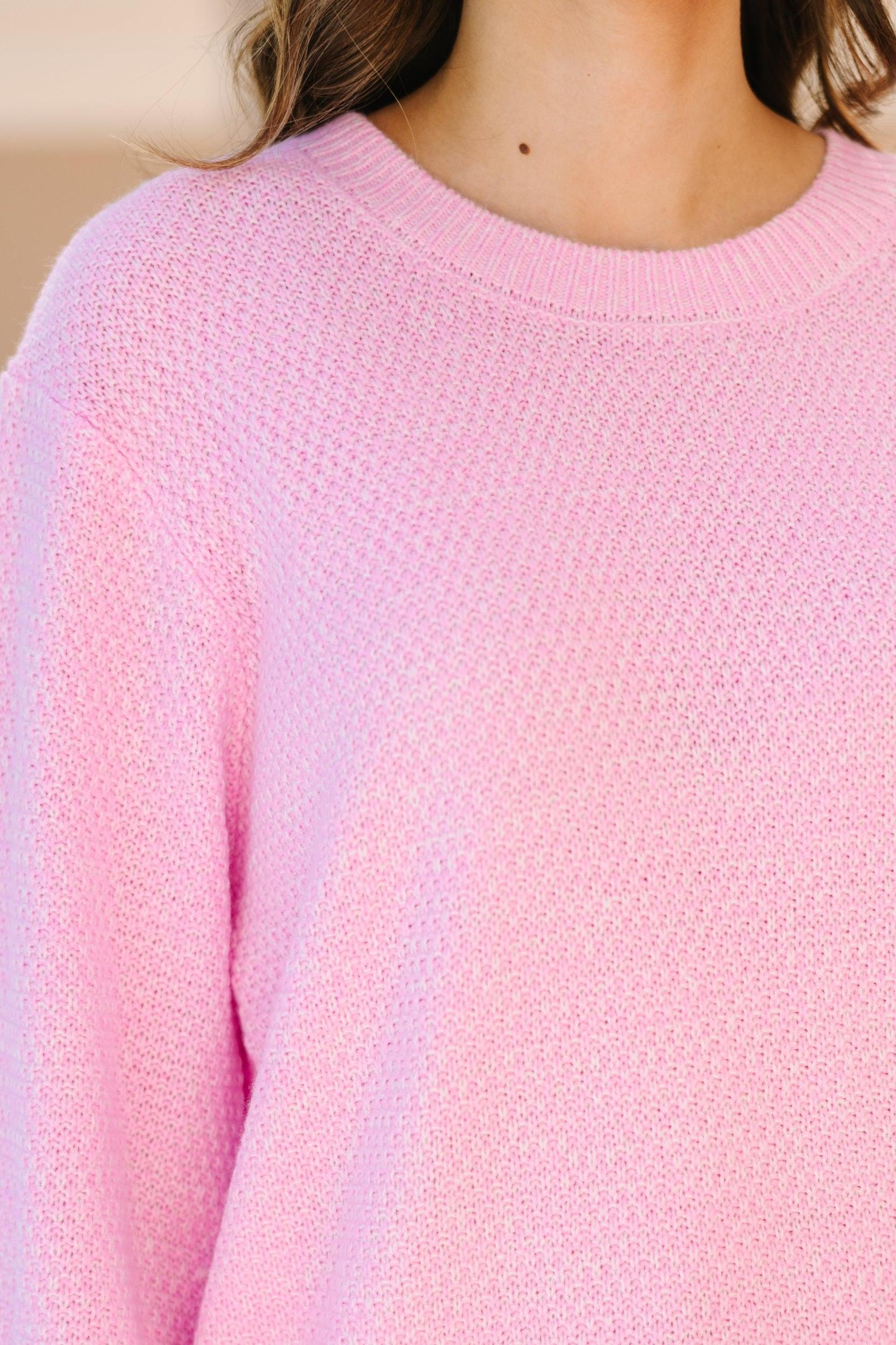 The Slouchy Bubblegum Pink Bubble Sleeve Sweater Female Product Image
