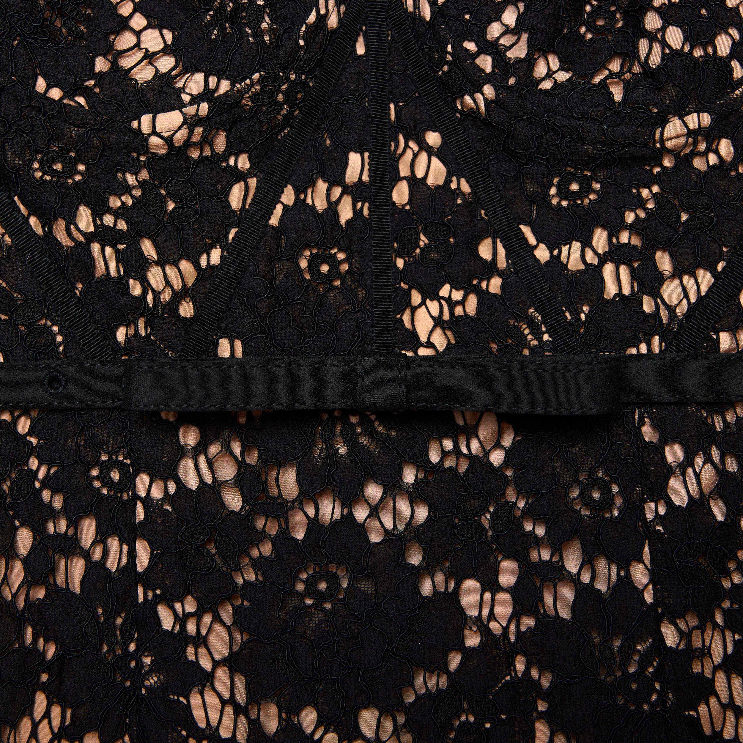 Black Fine Lace Midi Dress Product Image