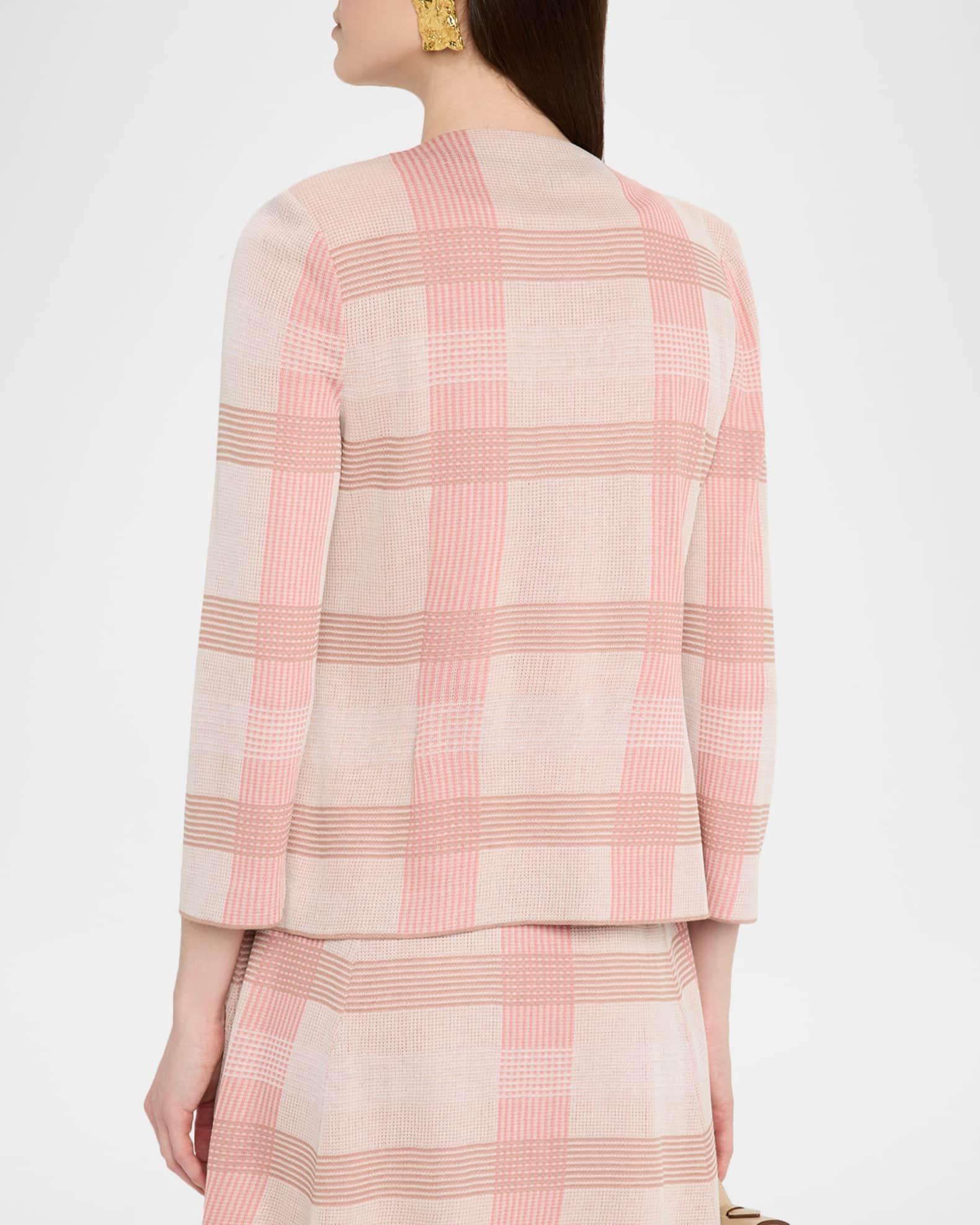 Tailored Plaid Knit Jacket Product Image