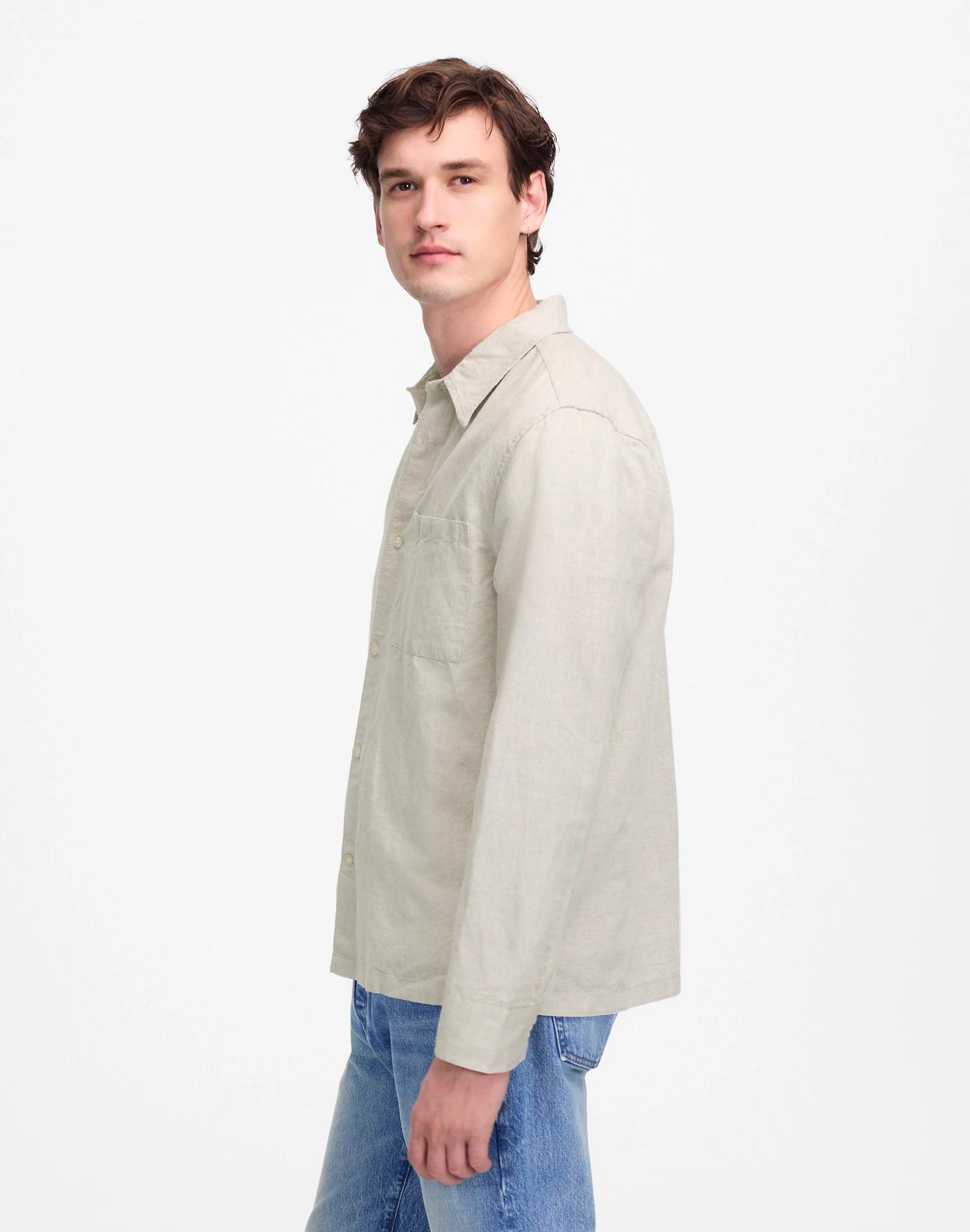 Button-Up Shirt in Cotton-Linen Blend Product Image