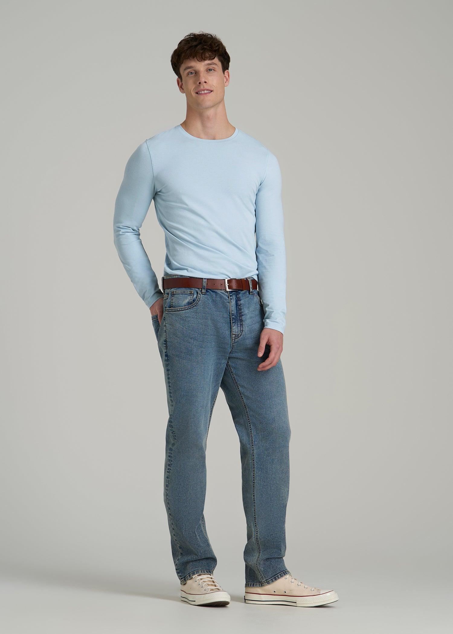 The Essential SLIM-FIT Long Sleeve Tee for Tall Men in Ice Blue Product Image