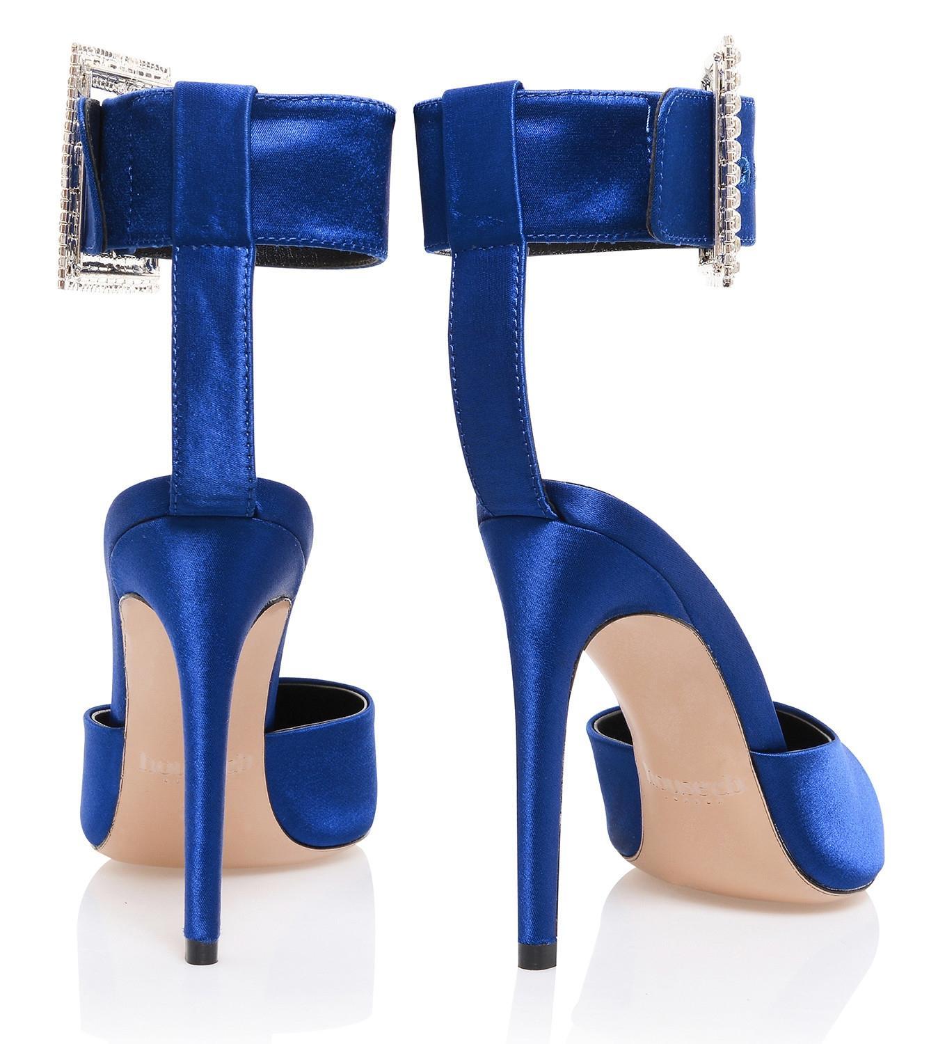 Krista Cobalt Blue Crystal Buckle Pumps Product Image