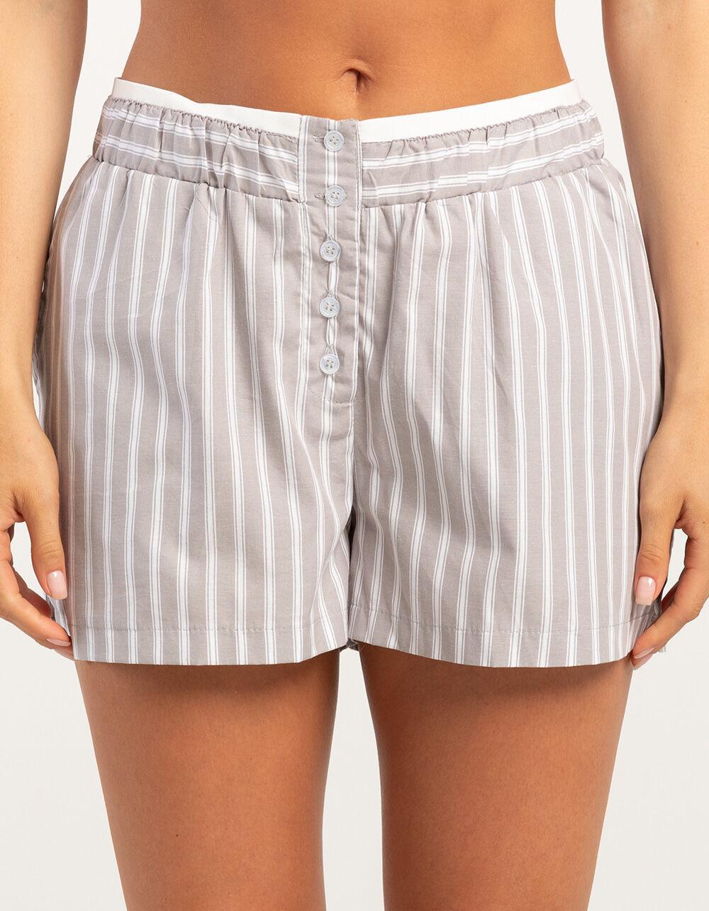 RSQ Womens Button Front Stripe Boxers - GRAY Product Image