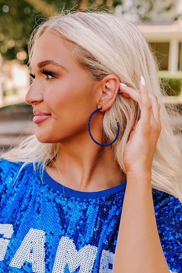 Creating Happiness Hoop Earrings In Royal Blue Product Image