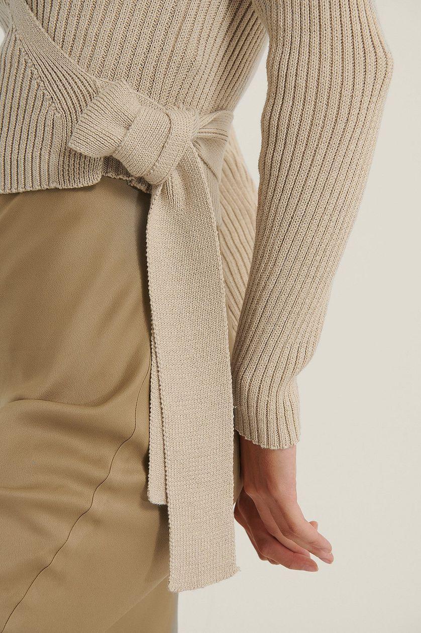 Ribbed Knitted Overlap Sweater Product Image