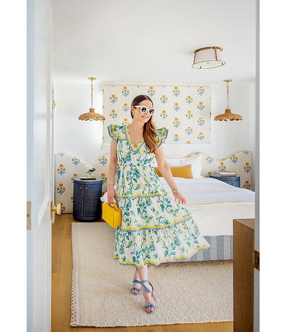 SAIL to SABLE x Style Charade Floral Print V-Neck Flutter Sleeve Midi Dress Product Image