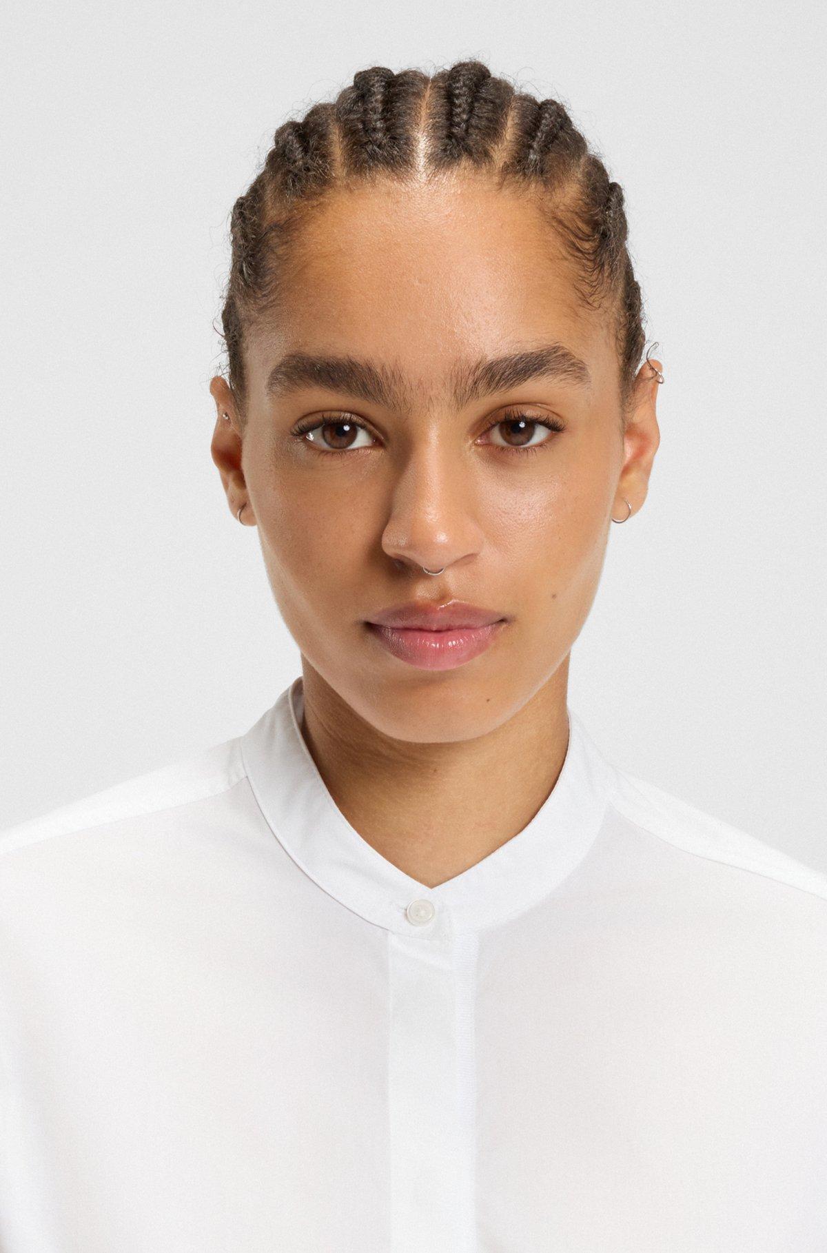 BOSS - Regular-fit blouse in cotton poplin with concealed placket - White Product Image