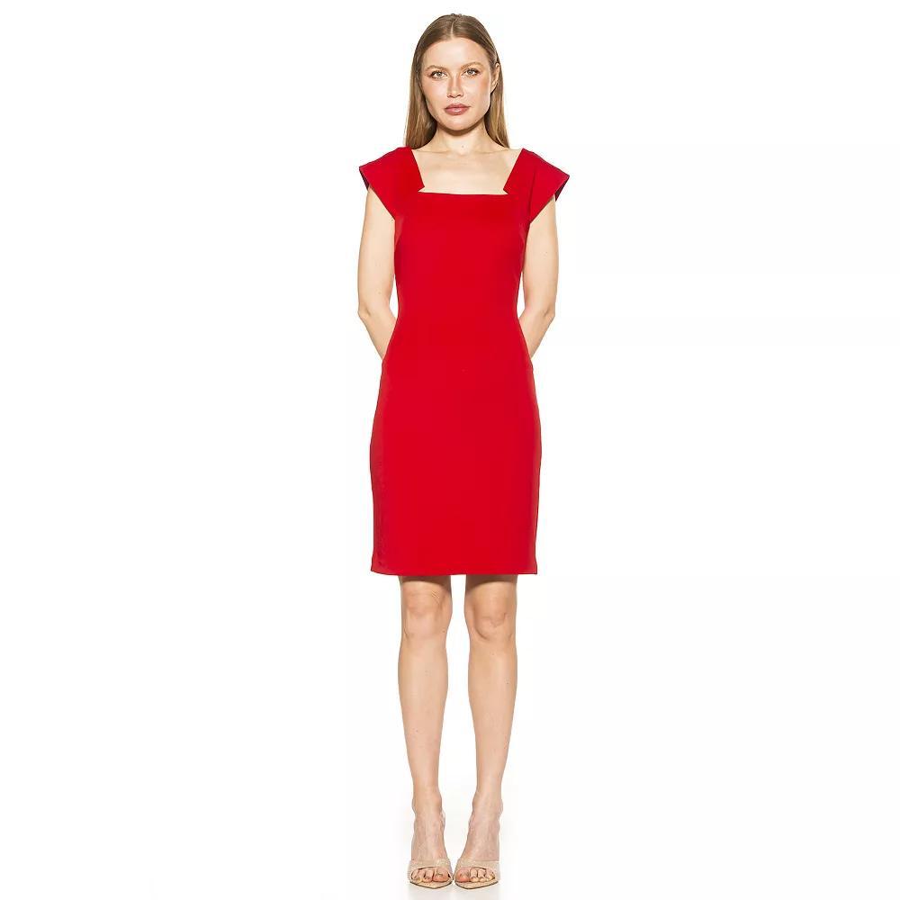 Women's ALEXIA ADMOR Lucinda Modern Scoopneck Sheath Dress, Size: Medium, Red Product Image