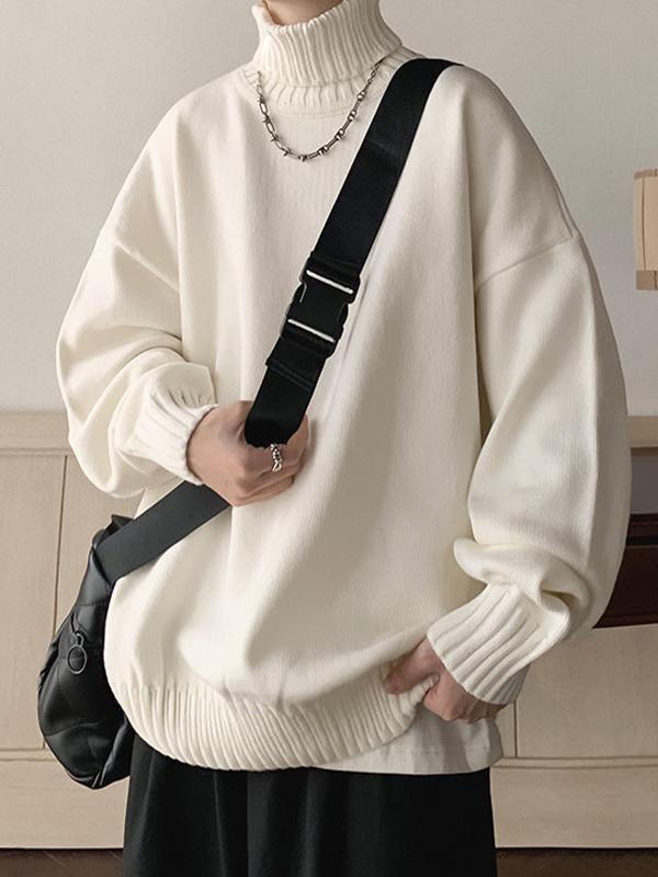 Men's Solid Color Turtleneck Oversized Sweater Product Image