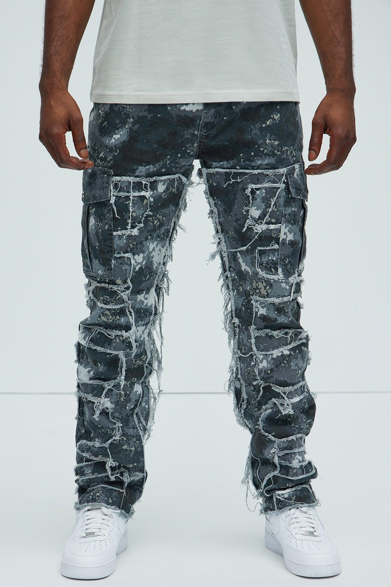 Got Me Distressed Straight Cargo Straight Pants - Camouflage Product Image