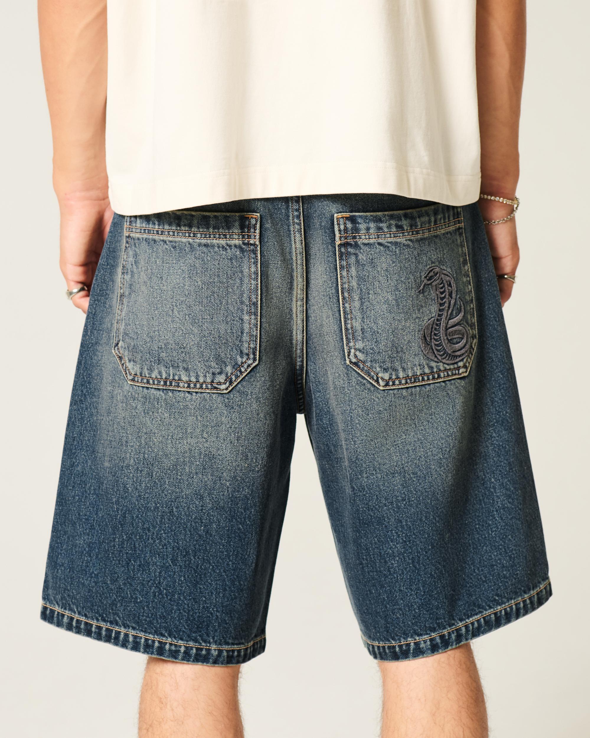 Baggy Denim Cargo Shorts Product Image