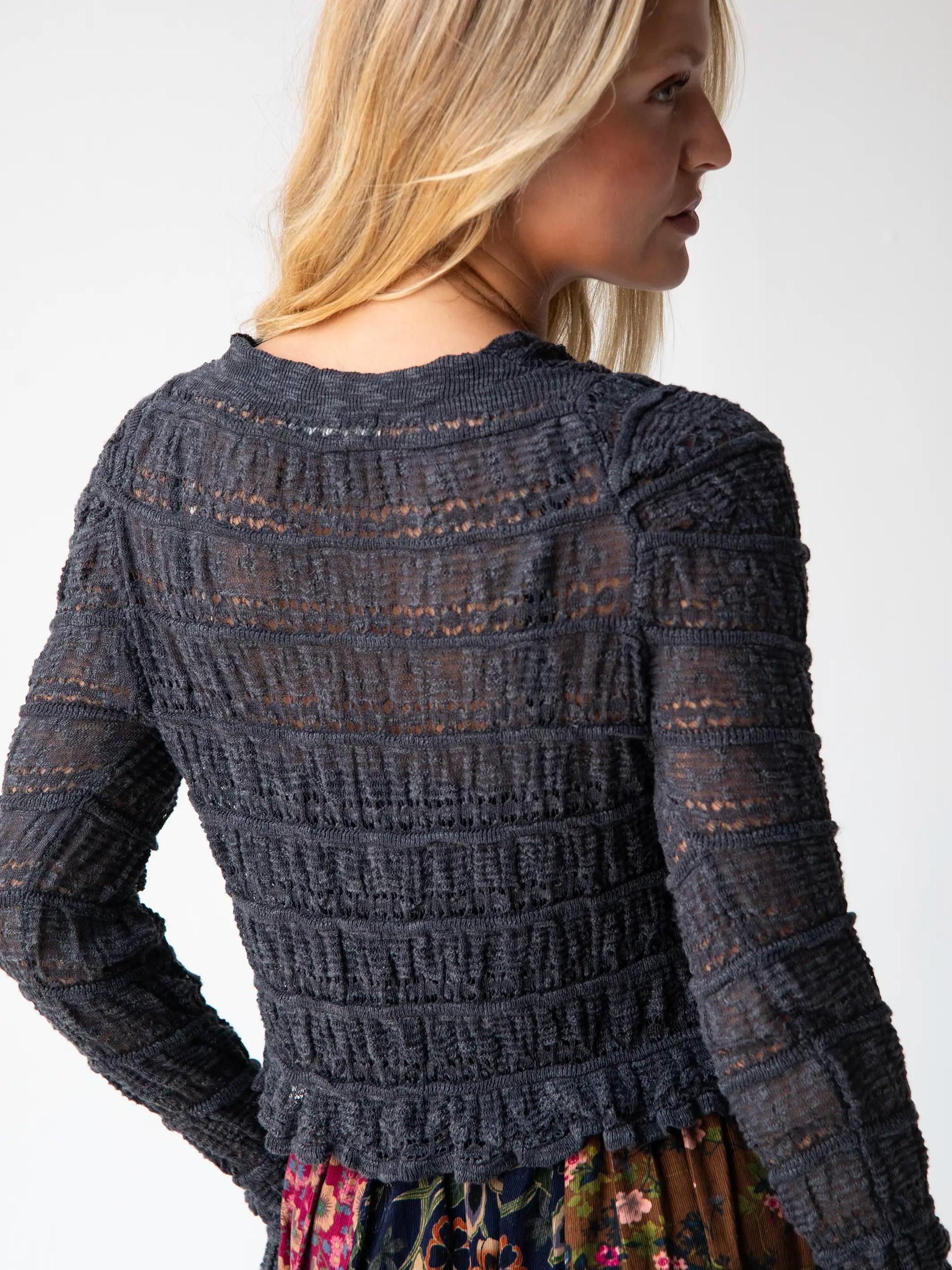 Juliet Ruffle Sweater Top - Slate Product Image