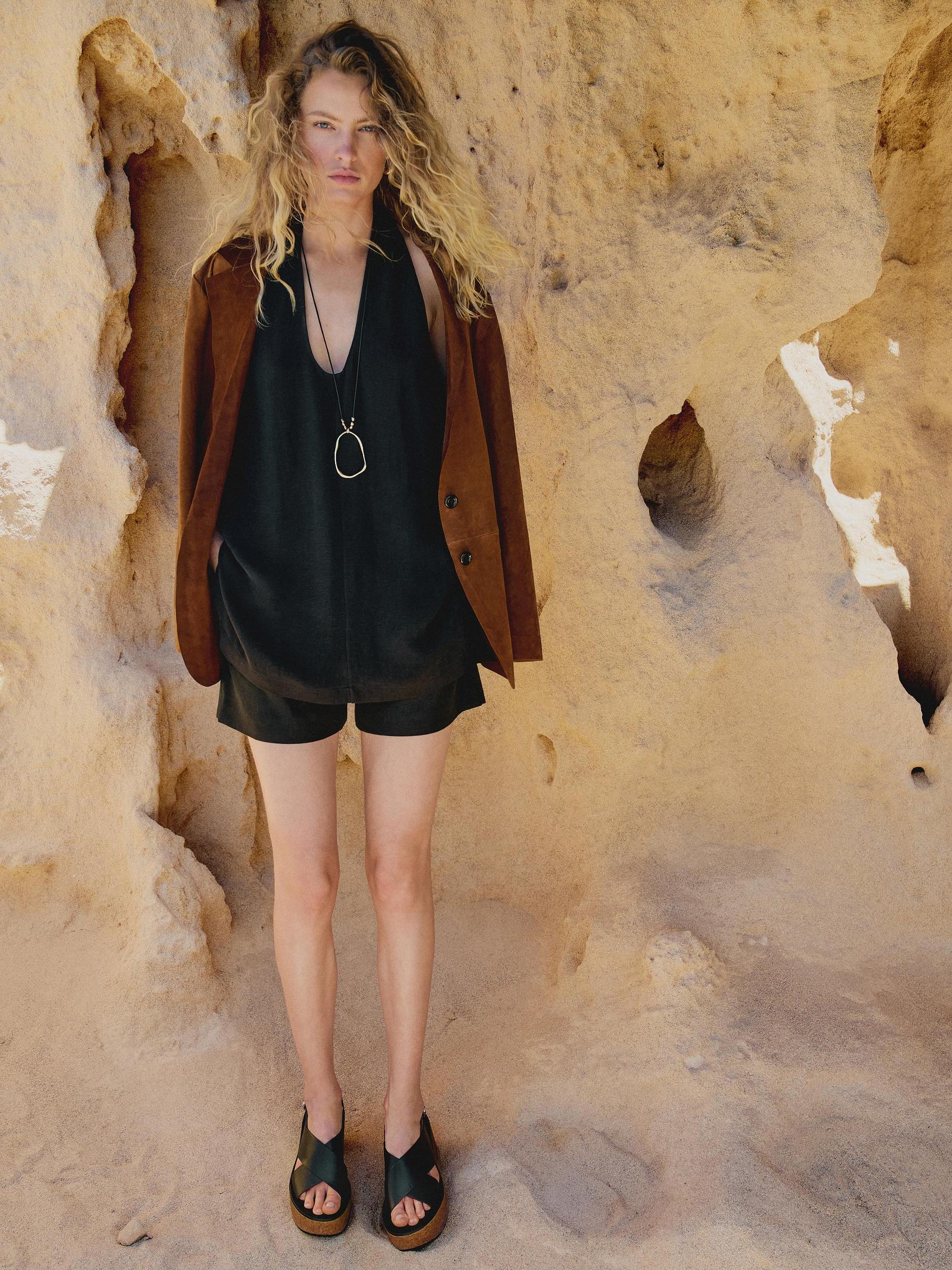 100% linen short Bermuda shorts Product Image